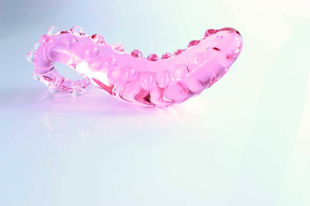 Front view of Girthy Glass Tentacle Dildo on white background