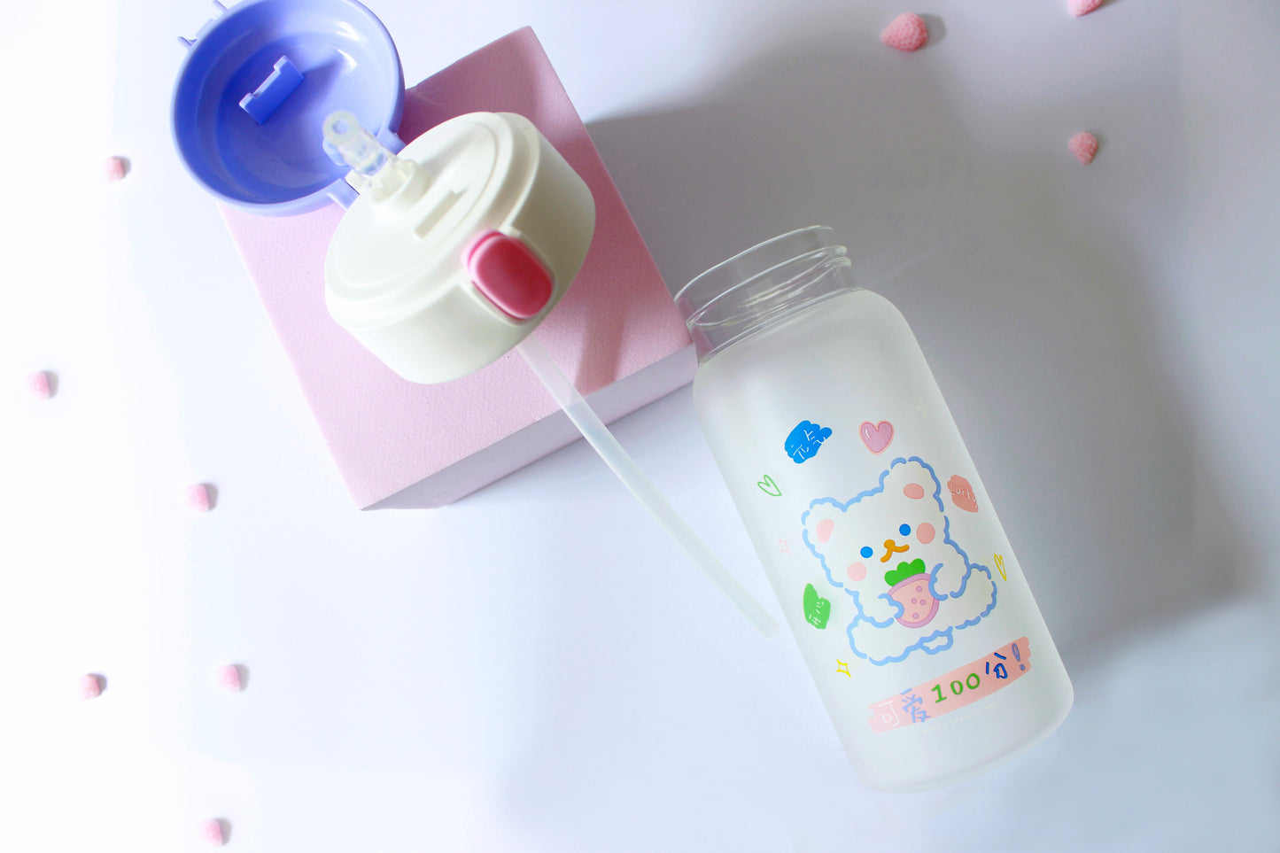 Kawaii Bear Sippy Cup 19oz Clear Bear Glass Cup with Lid and Straw Cute  Kawaii Bear Glass Bottle Mug…See more Kawaii Bear Sippy Cup 19oz Clear Bear