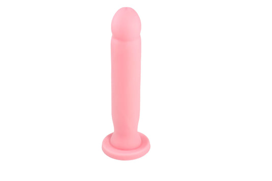 Light pink Laurel A-Spot Dildo standing upright in front of white background